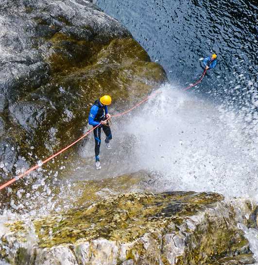 Canyoning Reutte Tirol Allgäu abseilen am Wasserfall