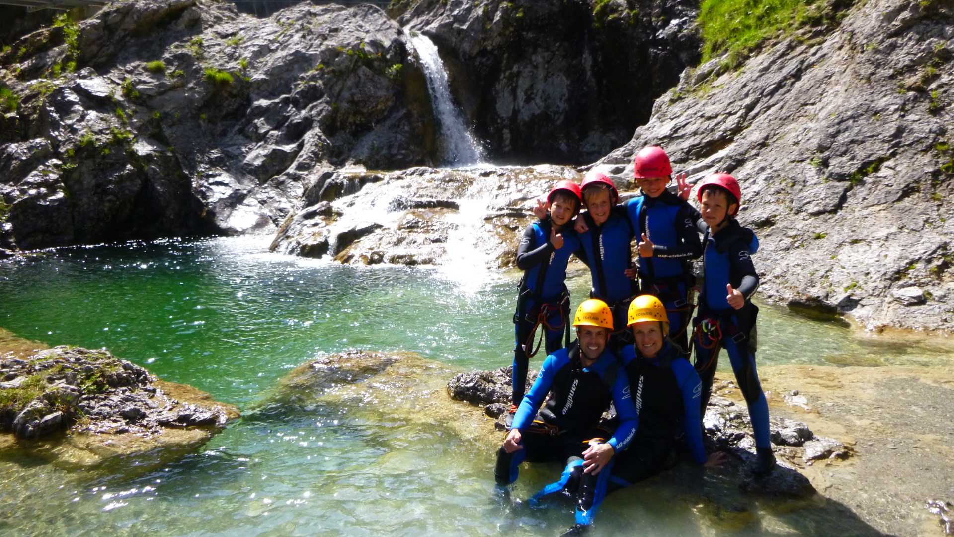 Spaß für die ganze Familie bei der Canyoning Einsteiger Tour im Allgäu mit MAP Erlebnis